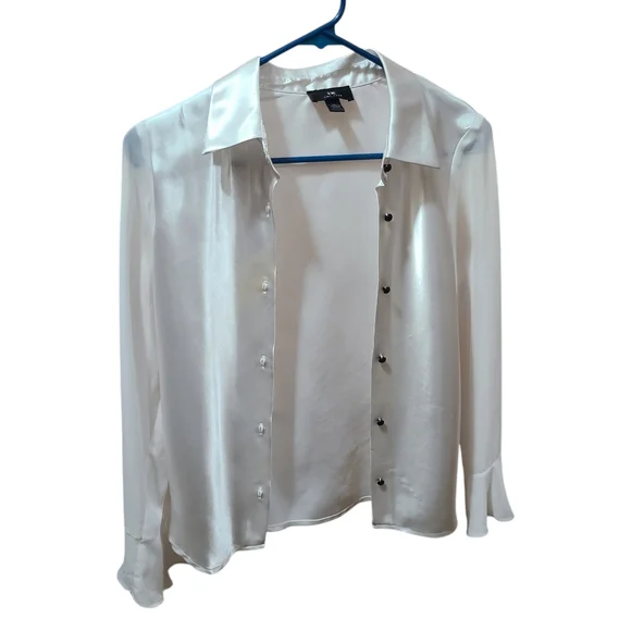 IZ by Amy Byer Juniors XL White Satin Blouse - Picture 2 of 5